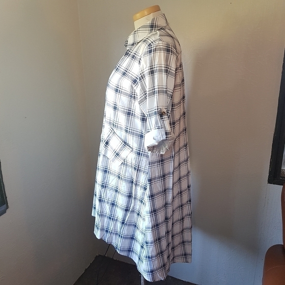 Dressfo Plaid Button Down Shirt Dress -> Dressfo Plaid Button Down Shirt Dress - Picture 3 of 15